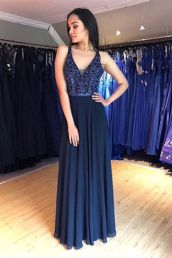 A-Line Beaded Long Prom Dresses Formal Evening Dresses 601331 A-Line Beaded Long Prom Dresses Formal Evening Dresses 601331