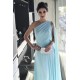 A-Line One-Shoulder Long Prom Dresses Formal Evening Dresses 601355
