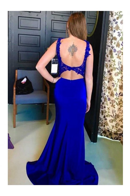 Elegant Mermaid Straps Open Back Long Prom Dress with Appliques Formal Evening Dresses 601369 Elegant Mermaid Straps Open Back Long Prom Dress with Appliques Formal Evening Dresses 601369