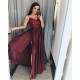 A-Line V-Neck Lace Long Prom Dresses Evening Gowns 601378