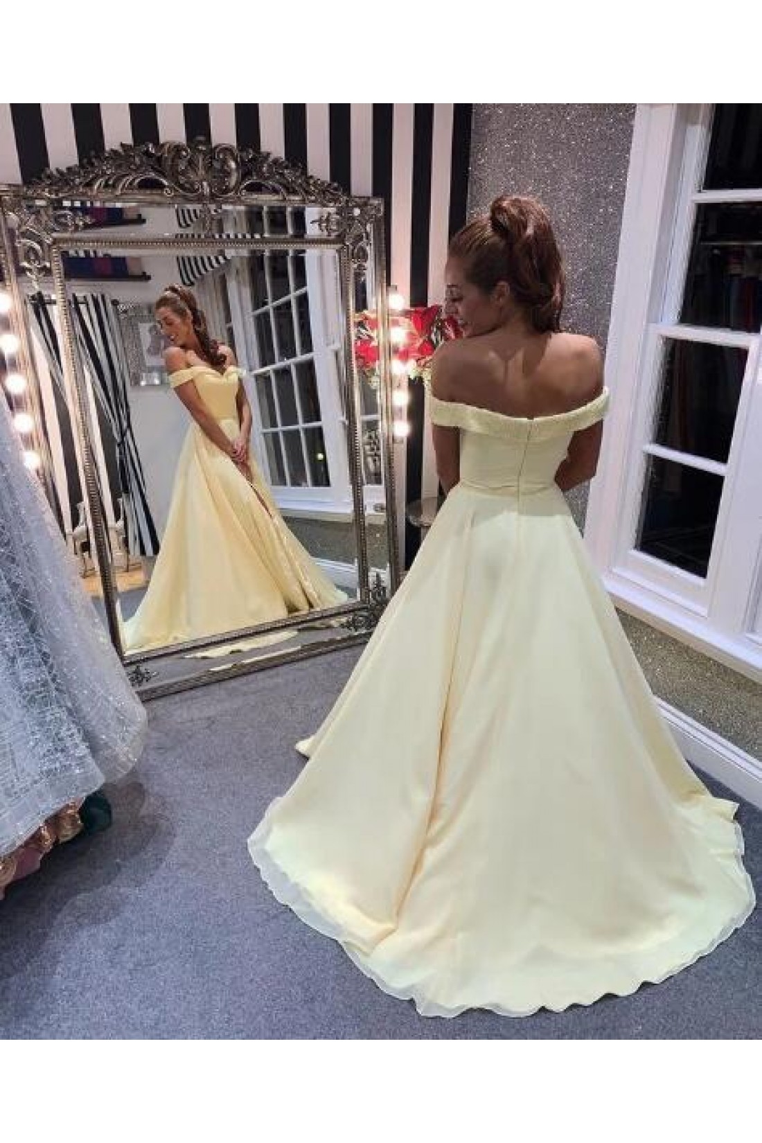 Off Shoulder Long Party Dress, A-line Prom Dress main image 1