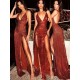 Sexy Spaghetti Straps V-neck Sparkling Long Prom Dress Formal Evening Dresses with High Slits 601388 Sexy Spaghetti Straps V-neck Sparkling Long Prom Dress Formal Evening Dresses with High Slits 601388