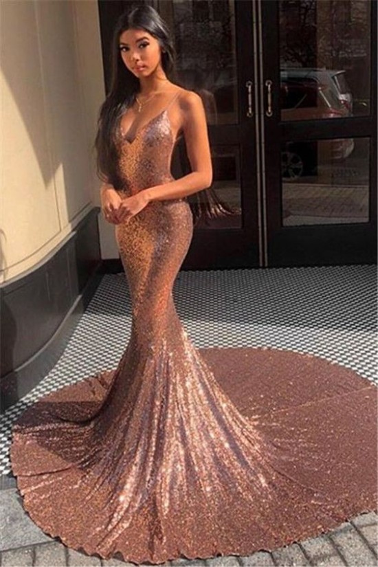 Sexy Mermaid Spaghetti Straps V-neck Sparkling Long Prom Dress Formal Evening Dresses 601392 Sexy Mermaid Spaghetti Straps V-neck Sparkling Long Prom Dress Formal Evening Dresses 601392