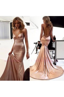Mermaid Spaghetti Straps Backless Long Prom Dress Formal Evening Dresses 601400