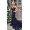 Mermaid V-Neck Long Navy Blue Prom Dress Formal Evening Dresses 601430