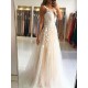 A-Line V-Neck Lace Appliques Long Prom Dress Formal Evening Dresses 601446