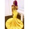 Mermaid Off-the-Shoulder Long Sleeves Yellow Lace Prom Dress Formal Evening Dresses 601457
