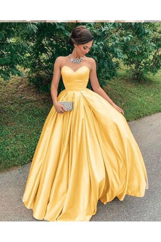 Ball Gown Sweetheart Satin Long Prom Dress Formal Evening Dresses 601483 Ball Gown Sweetheart Satin Long Prom Dress Formal Evening Dresses 601483