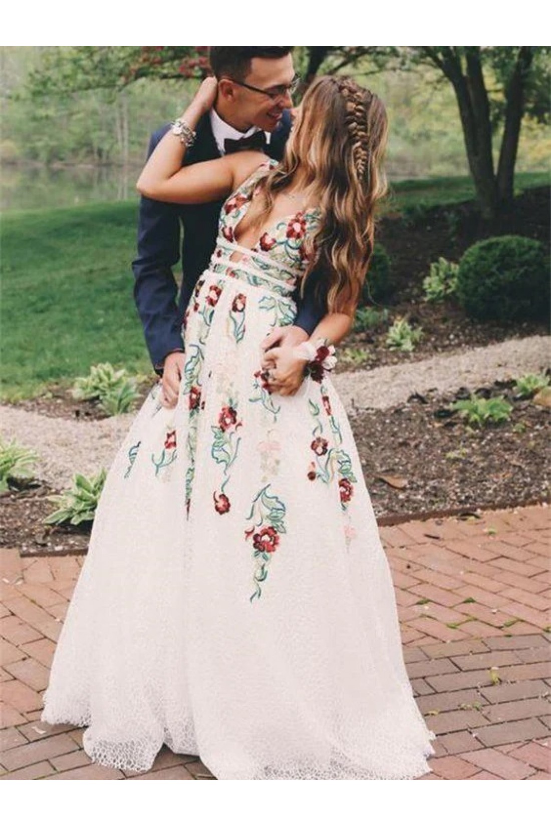 A-line V Neck Long Prom Dress,Charming Evening Dress Y1351 main image 1