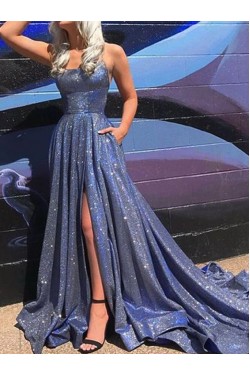 A-Line Sparkling Long Prom Dress Formal Evening Dresses 601493