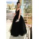 A-Line Long Black Tulle Prom Dress Formal Evening Dresses 601514