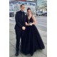 A-Line Long Black Tulle Prom Dress Formal Evening Dresses 601514