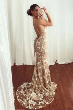 Mermaid V-Neck Long Prom Dress Formal Evening Dresses 601523