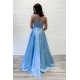 A-Line V-Neck Lace Long Prom Dress Formal Evening Dresses 601534