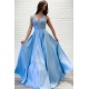 A-Line V-Neck Lace Long Prom Dress Formal Evening Dresses 601534