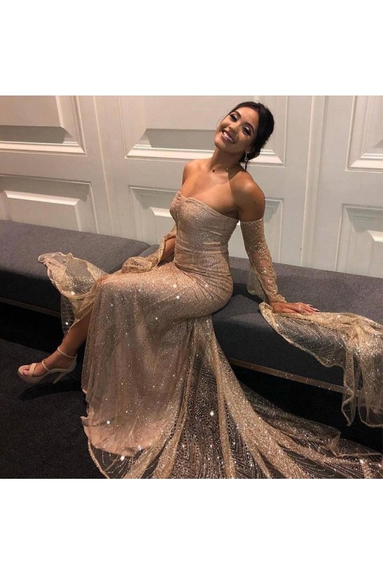 Elegant Sexy Sheath Prom Dress With Slit,Formal Gown cc1031