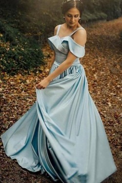 A-Line Satin Long Prom Dress Formal Evening Dresses 601598