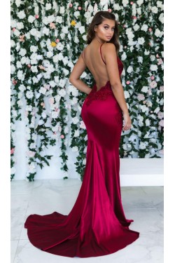 Mermaid Lace V-Neck Long Prom Dress Formal Evening Dresses 601604