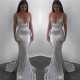 Mermaid Sparkle V-Neck Long Prom Dress Formal Evening Dresses 601606