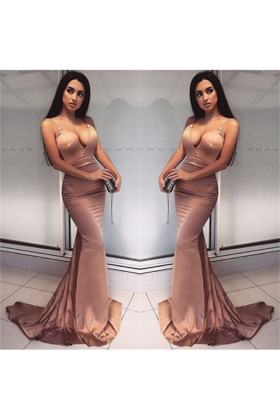 Mermaid V-Neck Long Prom Dress Formal Evening Dresses 601609
