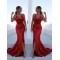 Mermaid V-Neck Long Red Prom Dress Formal Evening Dresses 601663