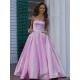 A-Line Strapless Satin Long Prom Dress Formal Evening Dresses 601684