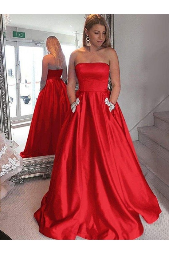 A-Line Beaded Satin Long Prom Dress Formal Evening Dresses 601685 A-Line Beaded Satin Long Prom Dress Formal Evening Dresses 601685
