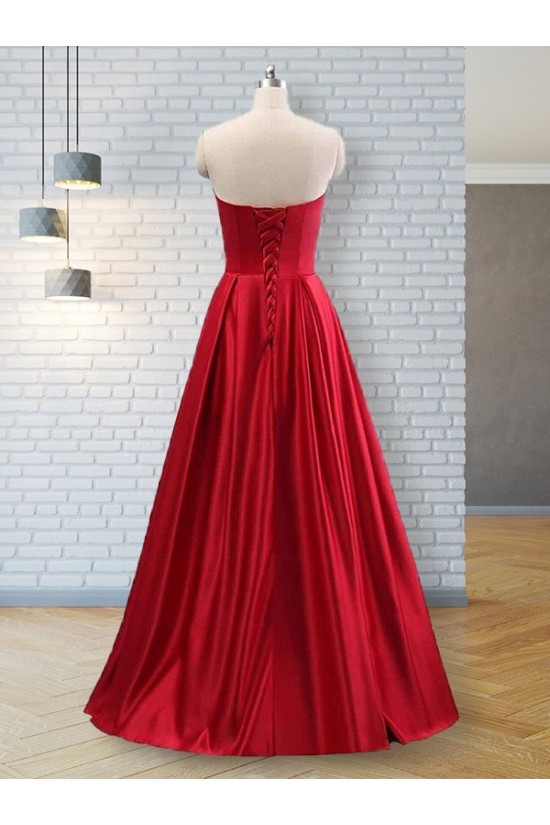 A-Line Beaded Satin Long Prom Dress Formal Evening Dresses 601685 A-Line Beaded Satin Long Prom Dress Formal Evening Dresses 601685