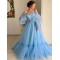 A-Line Off-the-Shoulder Tulle Long Prom Dress Formal Evening Dresses 601706