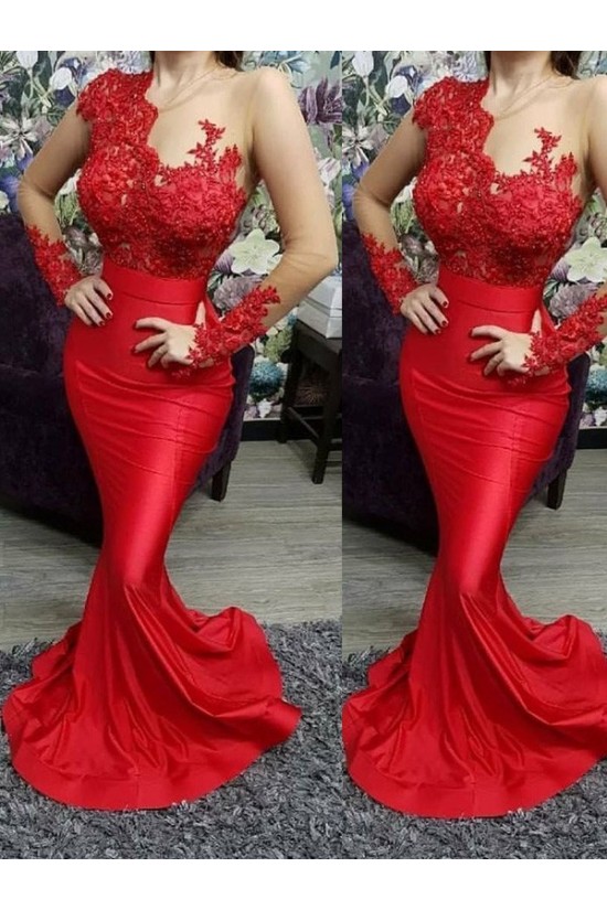 Mermaid Long Red Lace Prom Dress Formal Evening Dresses 601709 Mermaid Long Red Lace Prom Dress Formal Evening Dresses 601709