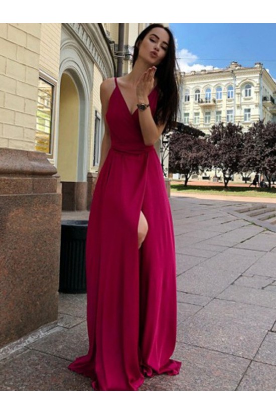 A-line V Neck Long Prom Dress,Charming Evening Dress Y1351 main image 0