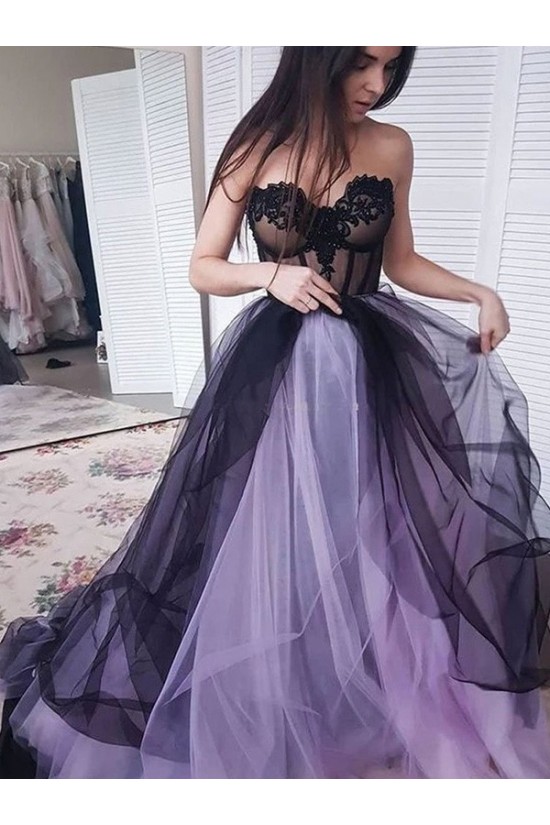 A-Line Sweetheart Lace Tulle Long Prom Dress Formal Evening Dresses 601732 A-Line Sweetheart Lace Tulle Long Prom Dress Formal Evening Dresses 601732