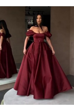 A-Line Off-the-Shoulder Long Prom Dress Formal Evening Dresses 601738