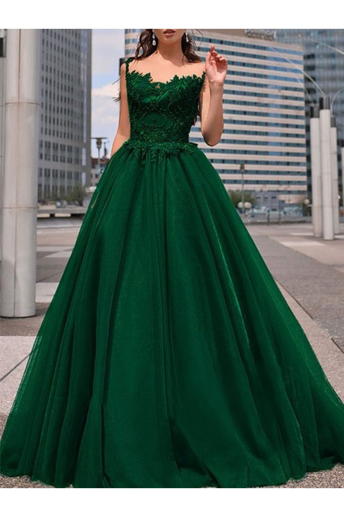 Stylish lace long A line prom dress evening dress    cg20436 main image 0