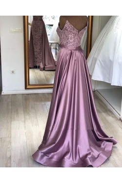Mermaid Lace Satin Long Prom Dress Formal Evening Dresses 601772