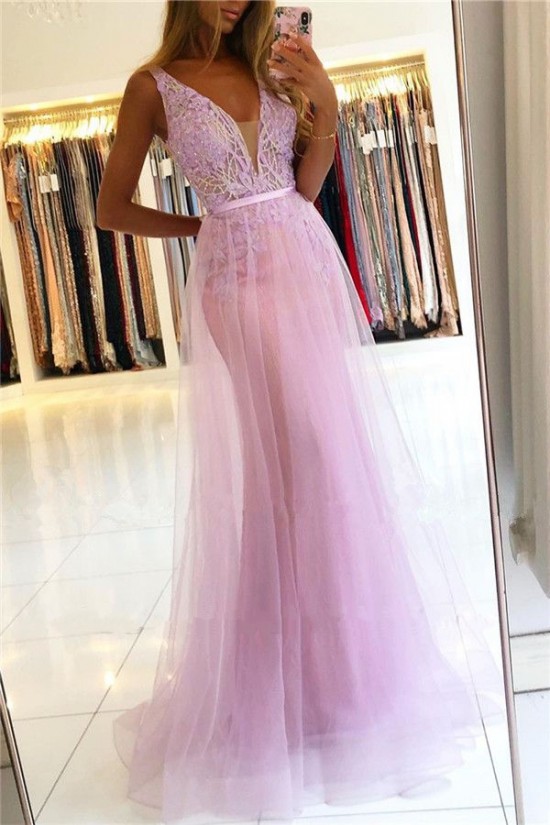 Long Pink Lace Tulle Prom Dress Formal Evening Dresses 601787 Long Pink Lace Tulle Prom Dress Formal Evening Dresses 601787