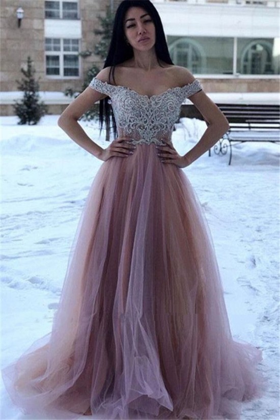 A-Line Beaded Lace Tulle Off-the-Shoulder Long Prom Dress Formal Evening Dresses 601790 A-Line Beaded Lace Tulle Off-the-Shoulder Long Prom Dress Formal Evening Dresses 601790