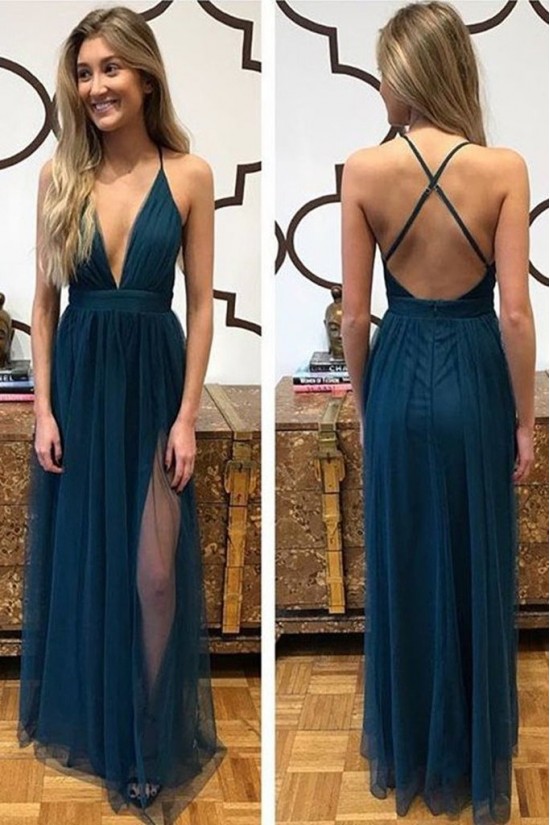 A-Line Tulle V-Neck Long Prom Dress Formal Evening Dresses 601797 A-Line Tulle V-Neck Long Prom Dress Formal Evening Dresses 601797
