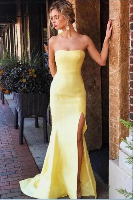 Long Yellow Strapless Prom Dress Formal Evening Dresses 601807 Long Yellow Strapless Prom Dress Formal Evening Dresses 601807