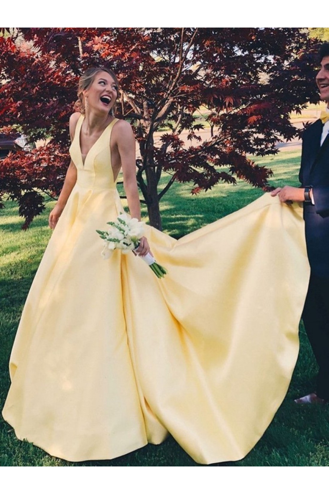 A-line V Neck Long Prom Dress  S16014 main image 0