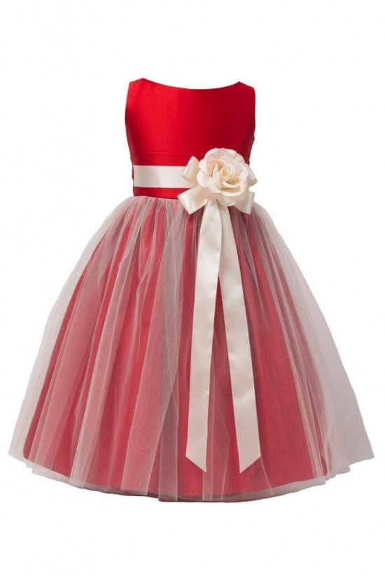 A-Line Tulle and Satin Flower Girl Dresses F010003 A-Line Tulle and Satin Flower Girl Dresses F010003
