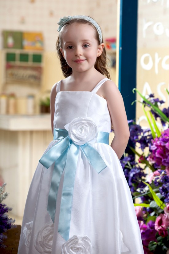 A-Line Spaghetti Strap Ankle-Length Handmade Flowers Flower Girl Dresses 2050004
