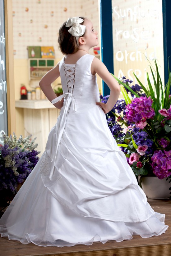 A-Line Floor-Length Beaded Applique Flower Girl Dresses 2050007