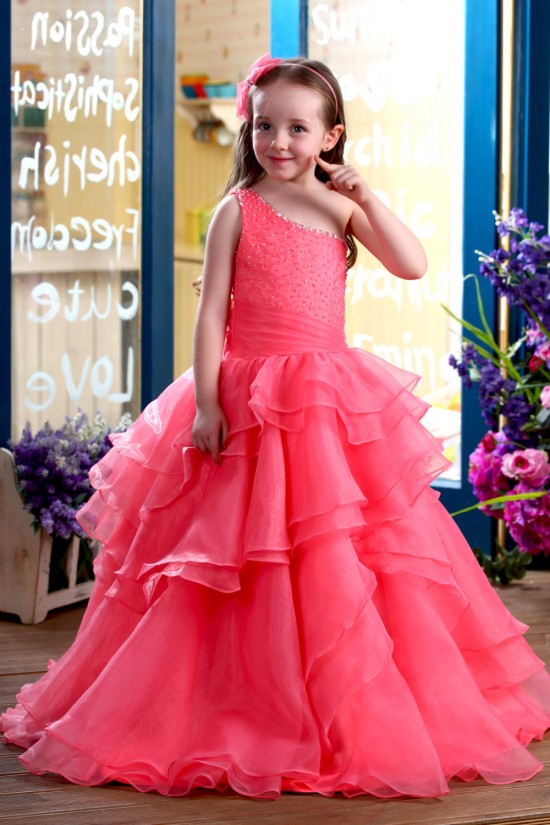 Ball Gown One-Shoulder Beaded Flower Girl Dresses 2050011 Ball Gown One-Shoulder Beaded Flower Girl Dresses 2050011