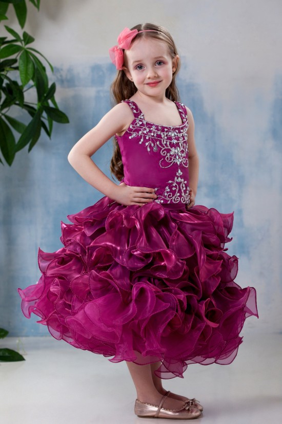 Ball Gown Tea Length Straps Beaded Flower Girl Dresses 2050012 Ball Gown Tea Length Straps Beaded Flower Girl Dresses 2050012