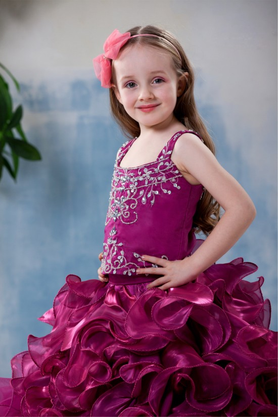 Ball Gown Tea Length Straps Beaded Flower Girl Dresses 2050012 Ball Gown Tea Length Straps Beaded Flower Girl Dresses 2050012