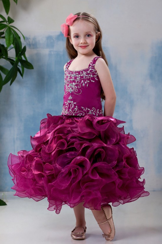 Ball Gown Tea Length Straps Beaded Flower Girl Dresses 2050012 Ball Gown Tea Length Straps Beaded Flower Girl Dresses 2050012