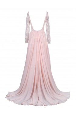 A-Line Bateau Long Sleeve Applique and Chiffon Backless Mother of the Bride Dresses M010003