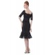 Mermaid Half Sleeve Off-the-Shoulder Beaded Applique Short Mother of the Bride Dresses M010007