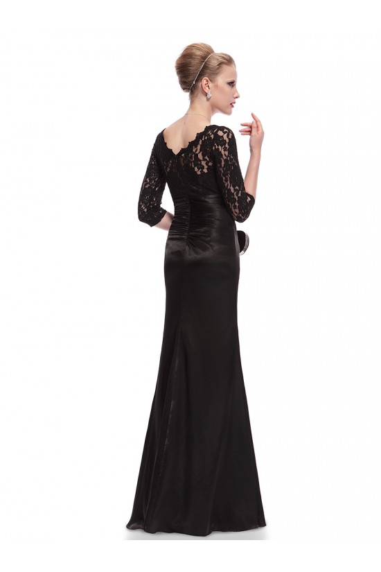 Elegant Long Black Lace Mother of the Bride Dresses M010014